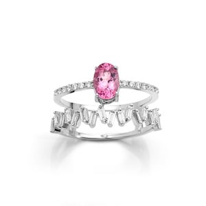 Double Band Ring · Oval Cut Gemstone Ring · Gemstone Sterling Ring · Diamond Double Band Ring