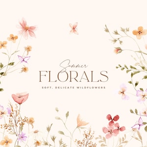Watercolor Wildflowers Clipart, Spring Flowers Clipart, Watercolor Wedding Clipart, Wedding Invitation, Digital Download