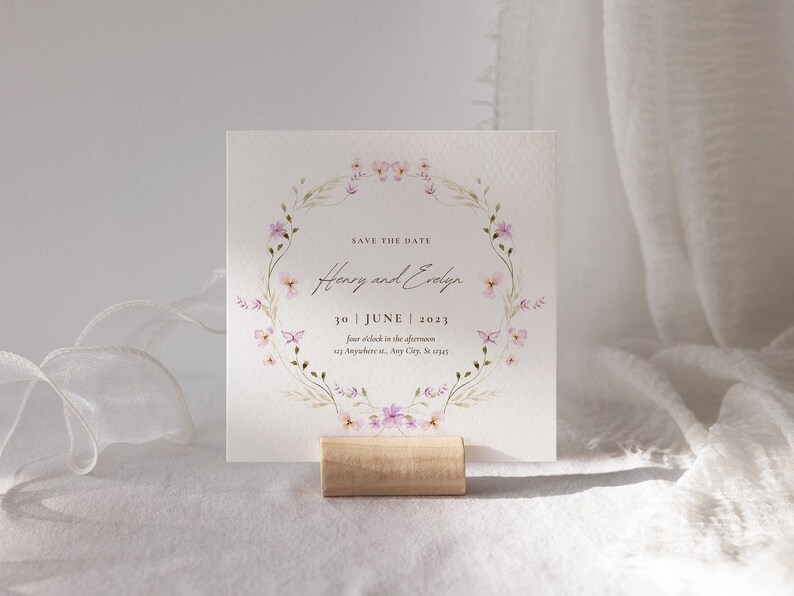 Imágenes prediseñadas de flores silvestres en acuarela: Invitación de boda con motivos florales de verano (Descarga digital) imagen 6