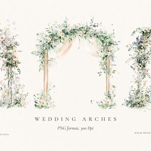 Arco de boda, clipart de flores de acuarela, boda de primavera, clipart de arco de boda, clipart de acuarela, jardín de primavera, clipart de flores silvestres