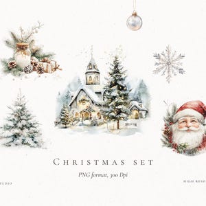 Clipart Noël aquarelle, botaniques d'hiver, clipart hiver aquarelle, illustrations pour cartes de Noël, clipart Noël