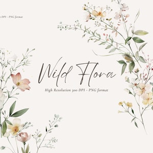 Aquarel bloemen clipart - wilde bloemen clipart - bruiloft clipart - delicate bloemen - aquarel wilde bloemen clipart - digitale download