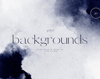 Watercolor Backgrounds-Navy Blue Watercolor-Abstract Textured Background-Digital Watercolor Paper