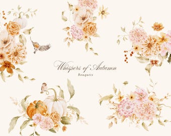 Autumn Watercolor Flowers: Vintage Fall Floral Arrangements