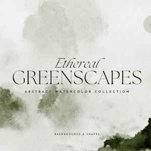 Sage Green Watercolor Backgrounds: Abstract Clipart (Digital Download)