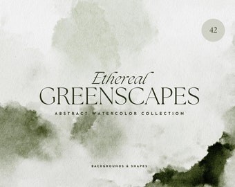 Sage Green Watercolor Backgrounds: Abstract Clipart (Digital Download)