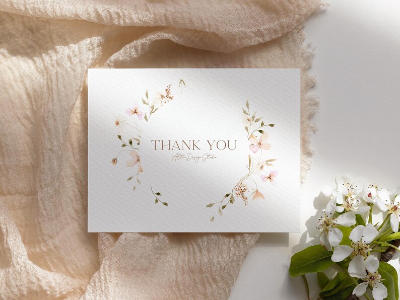 Imágenes prediseñadas de flores silvestres en acuarela: Invitación de boda con motivos florales de verano (Descarga digital) imagen 4