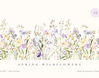 Watercolor Wildflower Clipart: Spring Floral Bouquets (Digital Download)