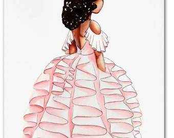 Braune Haut Ballerina Kunst| Schwarze Mädchen Wandkunst| Leinwandbild| physischer Druck| Afrikanischer Ballett druck| Schwarzes Mädchen Schlafzimmer| Schwarzes Mädchen Kinderzimmer