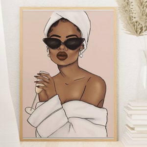 Black Girl Art| Black girl illustration| Black woman Wall Art|Black girl Canvas| African woman Art|Black Woman portrait|Black Positivity Art