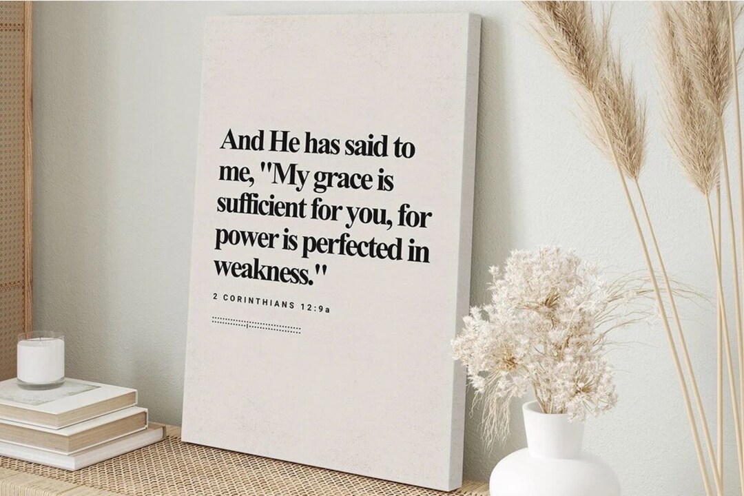 2 Corinthians 12:9 Prints Bible Verse Modern Wall Art Scripture Canvas ...