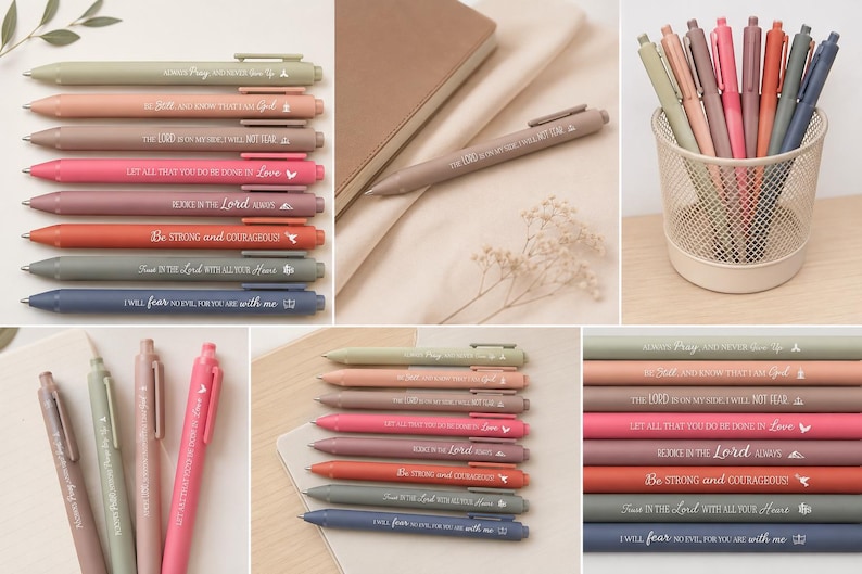 8 pack inspirational bible verse pens| Bible verse ballpoint pens| religious gift | christian inspirational quote pens |Christian stationary image 6