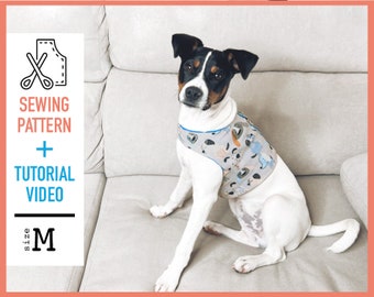 Dog harness Pattern + VIDEO TUTORIAL, pdf Sewing Pattern (Size M), dog harness pattern, dog clothes, sewing pattern, diy