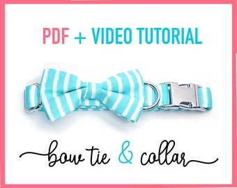 Dog Bow Tie and collar PDF + Tutorial Video - x6 sizes - Cat - pdf Sewing, pet gift