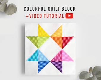 Colorful Quilt Block Pattern, quilting for beginners, Easy quilting