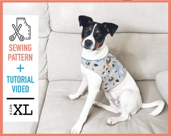 Dog harness Pattern + TUTORIAL VIDEO, pdf Sewing Pattern (Size XL), dog harness pattern, dog clothes, sewing pattern, diy