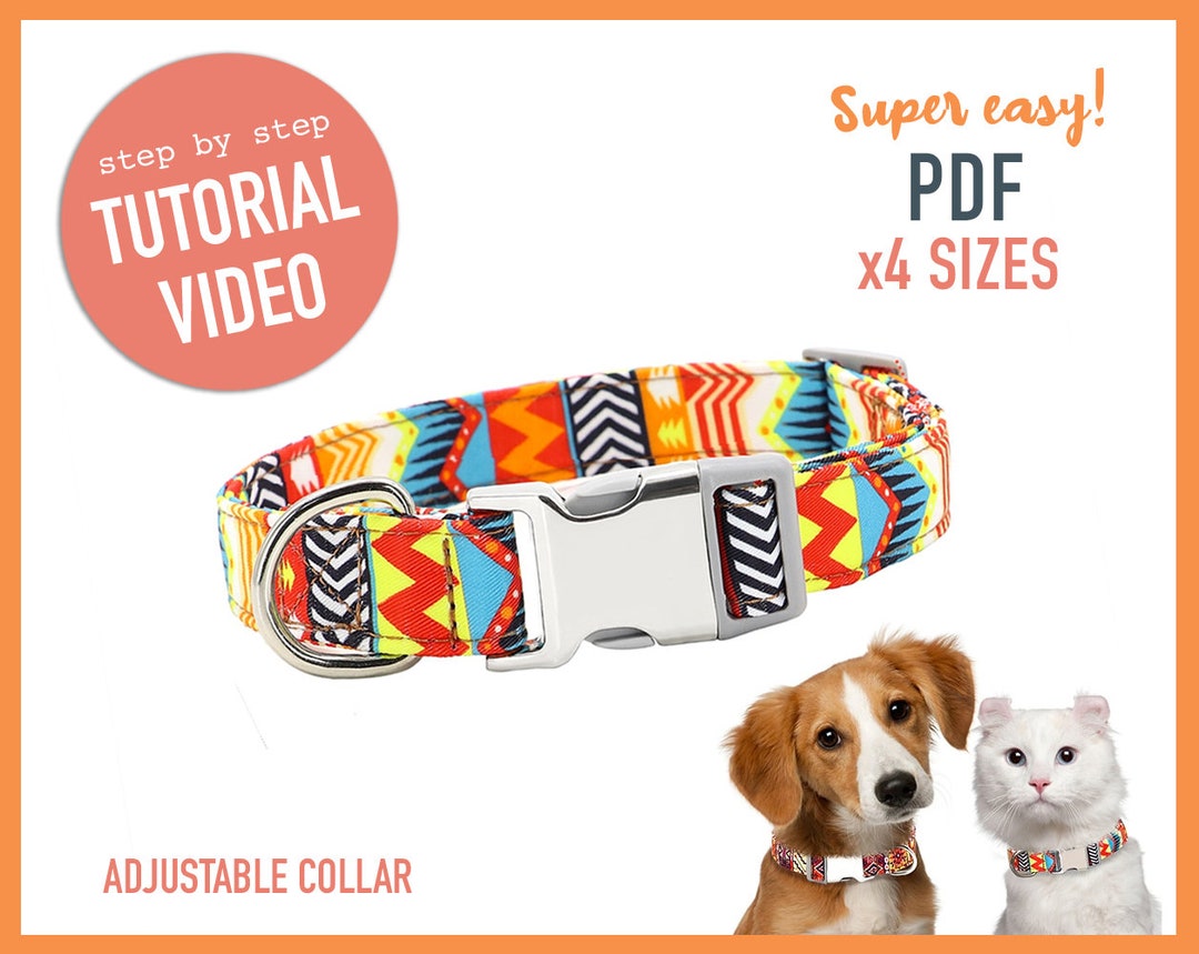 Dog Collar PDF PATTERN Tutorial Video X4 Sizes Cat Pdf Sewing Pattern ...