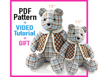 COFEST Funky Melody Memory Bear Sewing Pattern,Memory Bear Template Ruler  Set(10 PCS)-With Instructions Transparent A 