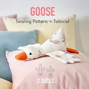 Goose Sewing Pattern, Goose Shaped Pillow, Cute Stuffed duck, Stuffed duck, Easy Sewing Pattern, Goose Pattern, Easy Goose DIY