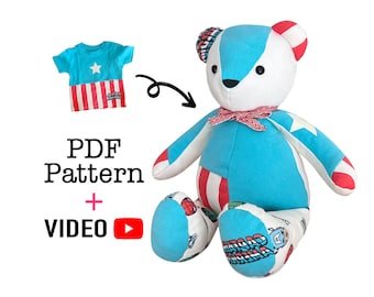 PATTERN Keepsake Bear and Bunny + VIDEO tutorial - 3 sizes, rabbit pattern, Memory bear,