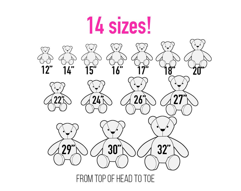 Memory Bear Pattern VIDEO tutorial 14 sizes: SMALL and LARGE, keepsake bear zdjęcie 2