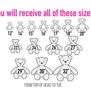 Memory Bear Pattern VIDEO tutorial 14 sizes: SMALL and LARGE, keepsake bear image 2