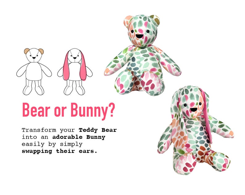 Memory Bear Pattern VIDEO tutorial 6 sizes: SMALL and LARGE, keepsake bear image 4