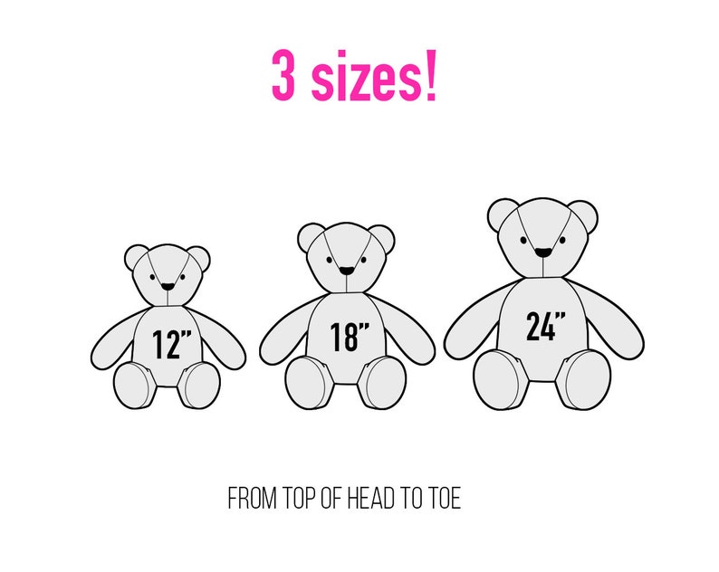 Teddy Bear Pattern and Bunny VIDEO tutorial 3 sizes, rabbit pattern, keepsake bear, image 2