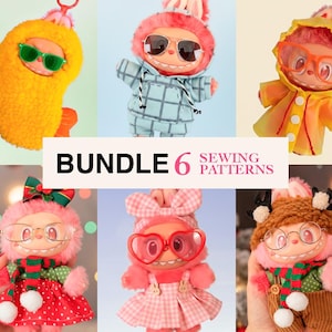 BUNDLE Cute Monster Sewing Pattern, Clothes for plush doll 17 cm, Cute Monster, La fufu, Monster Soft Toy, Santa pattern for 17cm plush