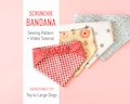 BESTSELLER Dog bandana pattern + Tutorial Video Scrunchie Dog Bandana - pdf Sewing Pattern, Reversible bandana