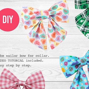 Dog Sailor Bow PDF Patterns + Tutorial Video - x3 sizes - Cat - pdf Sewing image 2
