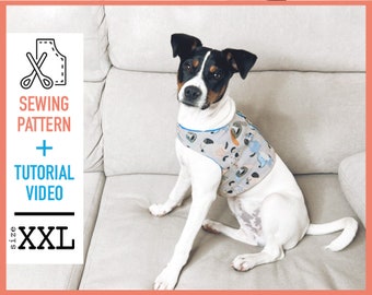 Dog harness Pattern + TUTORIAL VIDEO, pdf Sewing Pattern (Size XXL), dog harness pattern, dog clothes, sewing pattern, diy