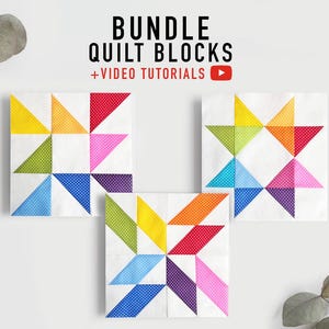 Bündel bunte Quiltblockmuster, Quilten für Anfänger, einfaches Quilten