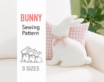 Bunny Sewing Pattern, Bunny Shaped Pillow, Easter Bunny Pillow, Soft Sherpa Bunny Plush, Stuffed Bunny, Easy Sewing Pattern, Rabbit Pattern
