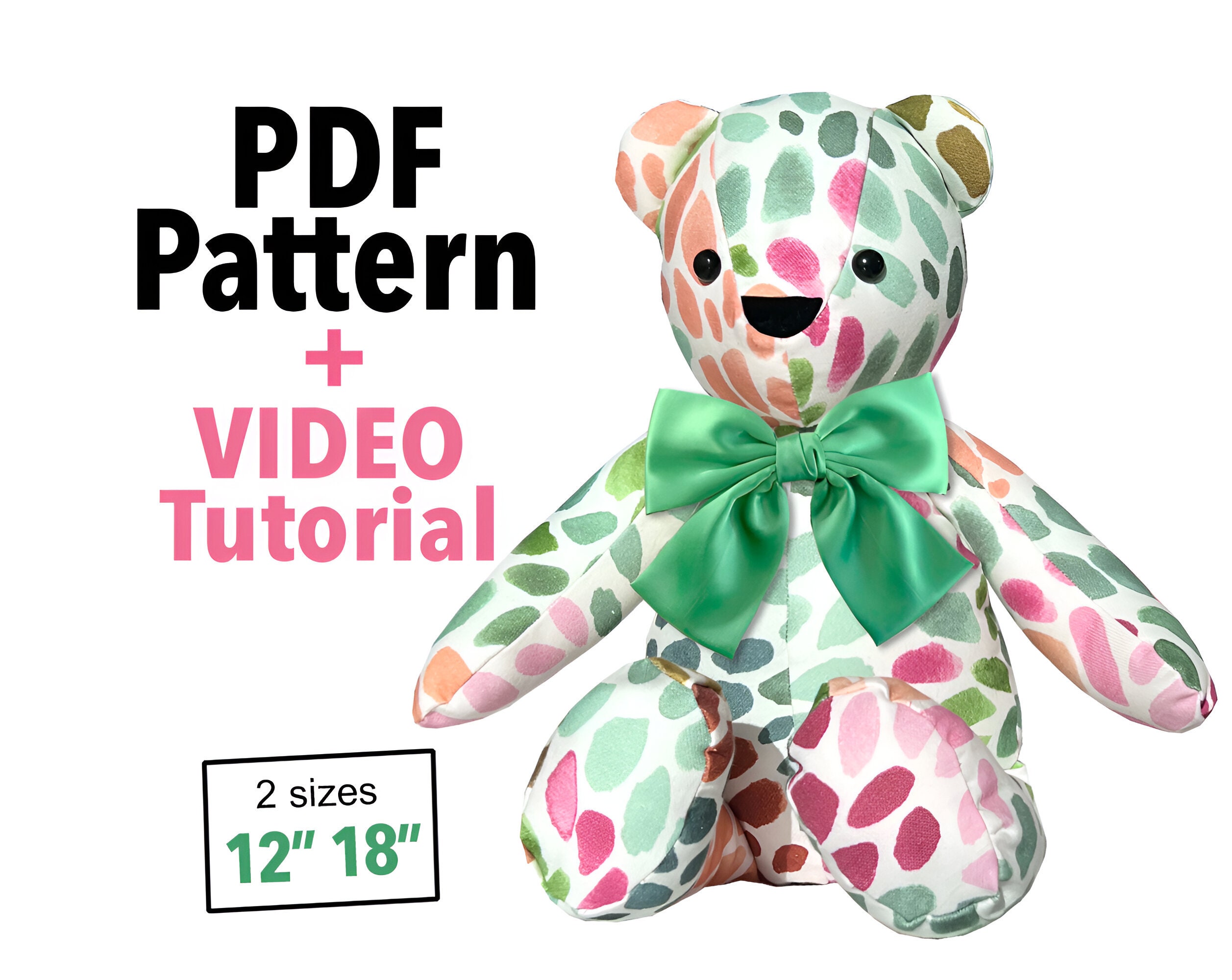 Memory Bear Pattern Easy 14 Sewing Pattern Simple Bear Pattern Sewing Pattern  Teddy Bear Pattern Keepsake Bear Sewing Toy Patchwork Bear 