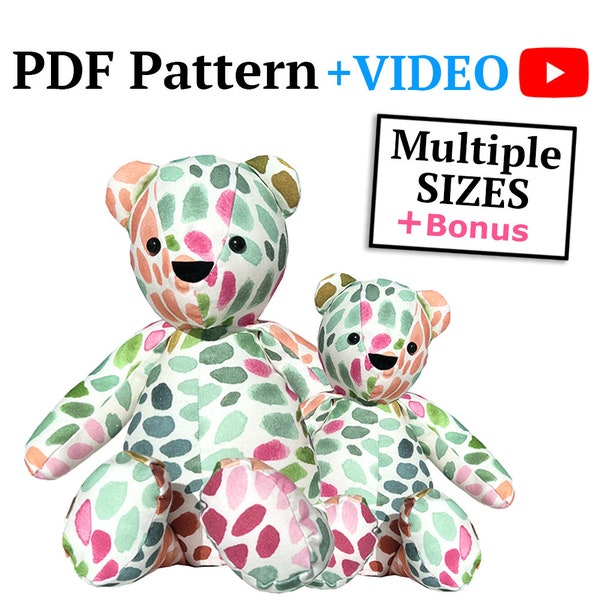 Memory Bear Pattern + VIDEO tutorial - 6 sizes: SMALL and LARGE, keepsake bear