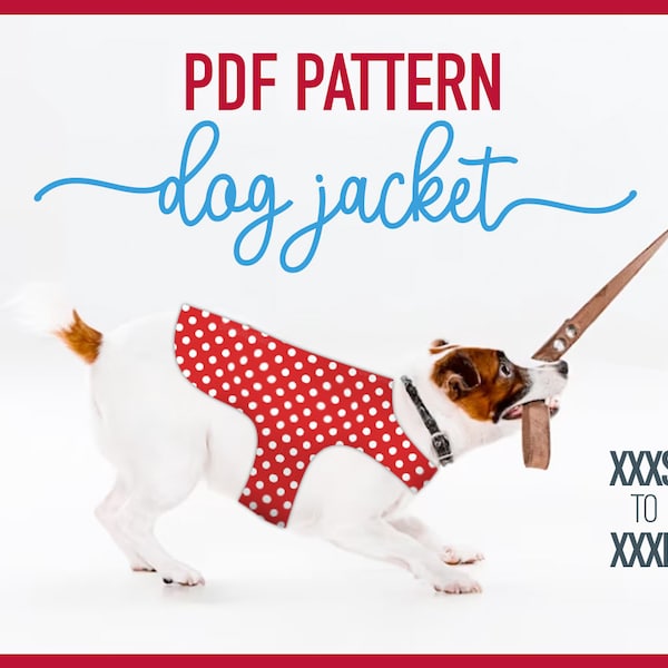 Dog harness Pattern + TUTORIAL VIDEO, pdf Sewing Pattern (Size M), dog harness pattern, dog clothes, sewing pattern, diy