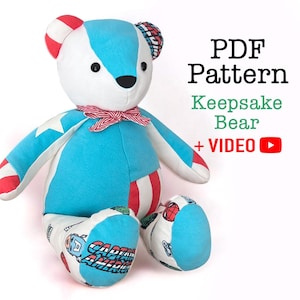 PATTERN Keepsake Bear and Bunny + VIDEO tutorial - 3 sizes, rabbit pattern, Memory bear,
