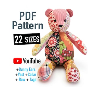 Memory Bear Pattern + VIDEO tutorial - All Sizes included, keepsake bear