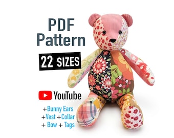 Memory Bear Pattern + VIDEO tutorial - All Sizes included, keepsake bear