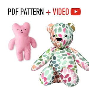 2 in 1, Memory Bear Pattern + Super Easy Stuffed Bear + VIDEO tutorialS - keepsake bear