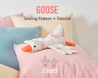 Goose Sewing Pattern, Goose Shaped Pillow, Cute Stuffed duck, Stuffed duck, Plush Goose, Easy Sewing Pattern, Goose Pattern