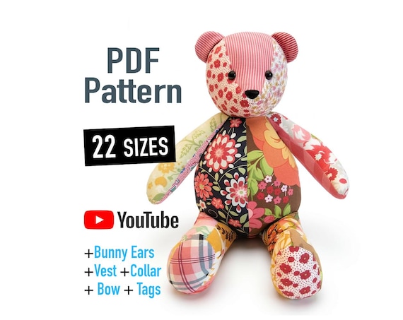 Memory Bear Pattern with VIDEO tutorial - 22 sizes included, keepsake bear