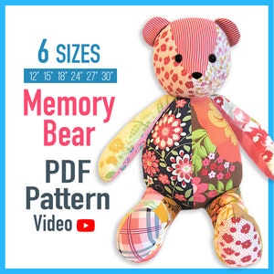 Memory Bear Pattern + VIDEO tutorial - 6 sizes: SMALL and LARGE, keepsake bear