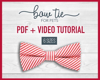 Dog  Bow Tie PDF + Tutorial Video - x6 sizes - Cat - pdf - pet gift