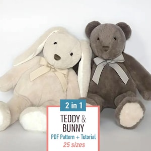 Memory Bear Pattern, Fluffy Rabbit Pattern,  Memory Bear Pattern, Stuff animal sewing pattern, Memory Bunny, Keepsake Bunny pattern