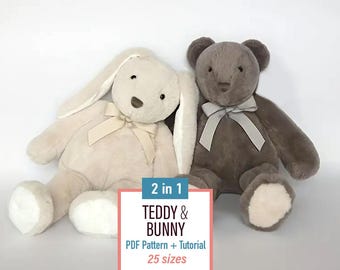 Memory Bear Pattern, Fluffy Rabbit Pattern,  Memory Bear Pattern, Stuff animal sewing pattern, Memory Bunny, Keepsake Bunny pattern