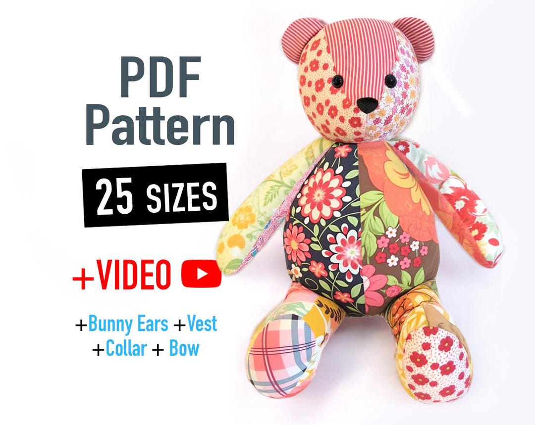 Memory Bear Pattern + VIDEO Tutorial - All Sizes Included, Keepsake Bear - Etsy memory-bear-pattern-video-tutorial-all-sizes-included-keepsake-bear-etsy