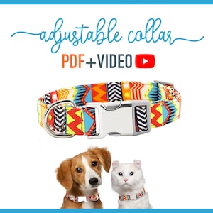 Dog Collar PDF PATTERN + Tutorial Video x4 sizes - Cat - pdf Sewing Pattern