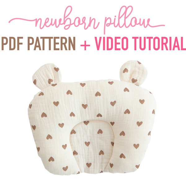 Unisex Newborn Pillow Sewing Pattern + VIDEO tutorial | Newborn | Baby Shower Gift to Sew | PDF | Instant Download | Safe toy for kids
